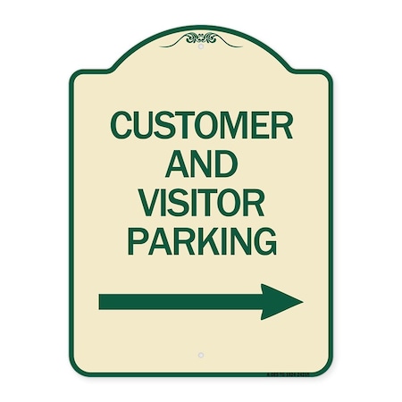 Signmission Customer and Visitor Parking W/ Right Arrow Heavy-Gauge Aluminum Sign, 24" x 18", TG-1824-24215 A-DES-TG-1824-24215